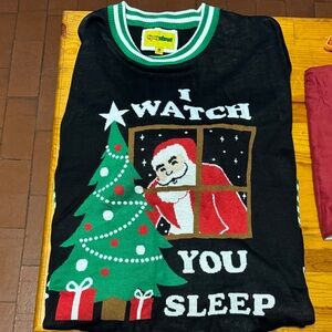 Tipsy Elves Black Christmas Sweater with Santa and Tree